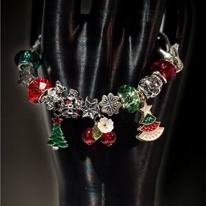 Festive Charm Bracelet with Red and Green Accents